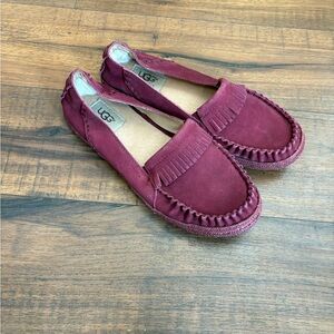 UGG Marin Suede Leather Loafers Moccasins Women's 6 Purple Fuchsia